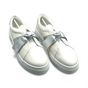 NIB‎ Women's White Silver Bow Platform Sneakers Casual Fashion Comfort Shoes